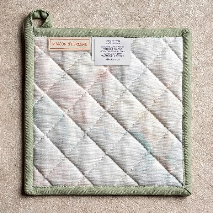 Maison d' Hermine Pot Holders 100% Cotton Potholders (8" x 8", Pack of 2) | Heat Resistant Hot Pads with Loop BBQ Cooking Baking Farmhouse Kitchen Handling Hot Pans Spring Summer - Flying Birds