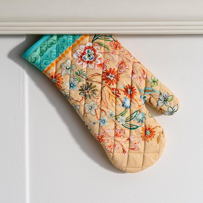 Maison d'Hermine Oven Gloves 100% Cotton Oven Mitt (7" x 13", Pack of 1) | With Loop Heat Resistant BBQ Cooking Gloves Baking Grilling Kitchen Handling Hot Pans Spring Summer - Luxury Loft - Peach