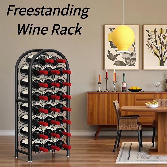Wine Rack Free Standing Floor 23 Bottle Metal Wine Holder Organizer