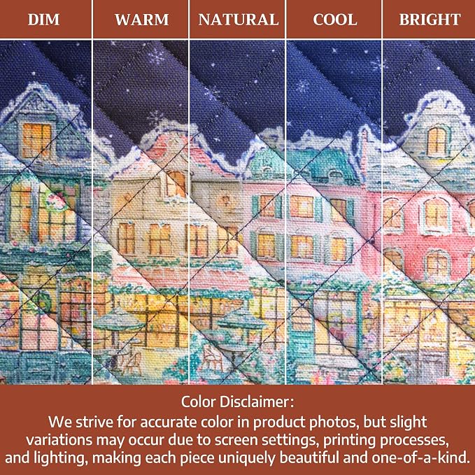 Maison d' Hermine Pot Holders 100% Cotton Potholders (8" x 8", Pack of 2) | Heat Resistant Hot Pads with Loop BBQ Cooking Kitchen Handling Hot Pans Thanksgiving Christmas - Christmas Market - Blue