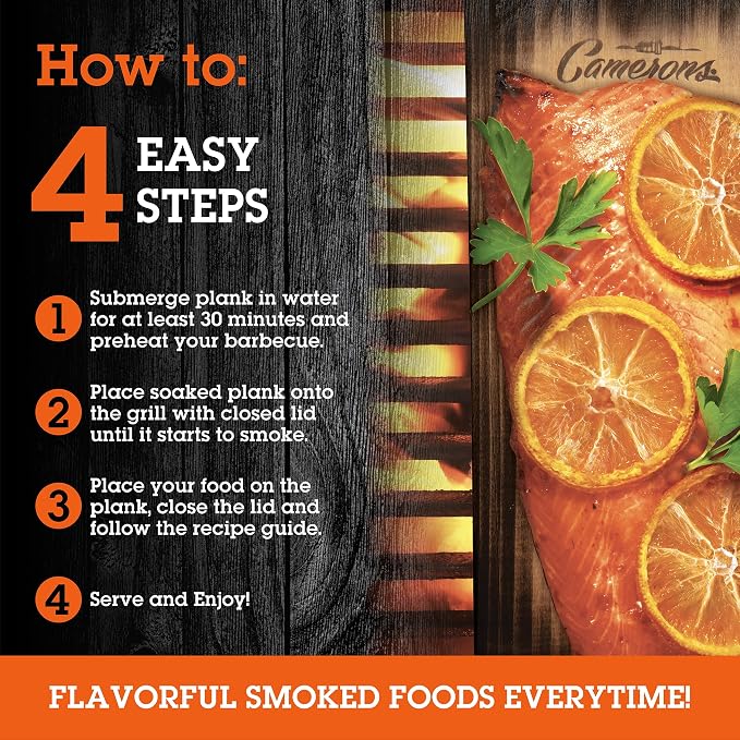 Camerons Cedar Grilling Planks - 2 Pack (5.5"x11.5") - Premium Natural Cedar Wood - Easily Infuse Smoky Flavor into BBQ Salmon, Fish, Meat, Veggies, and More - Sourced in the USA - Grilling Gift Idea