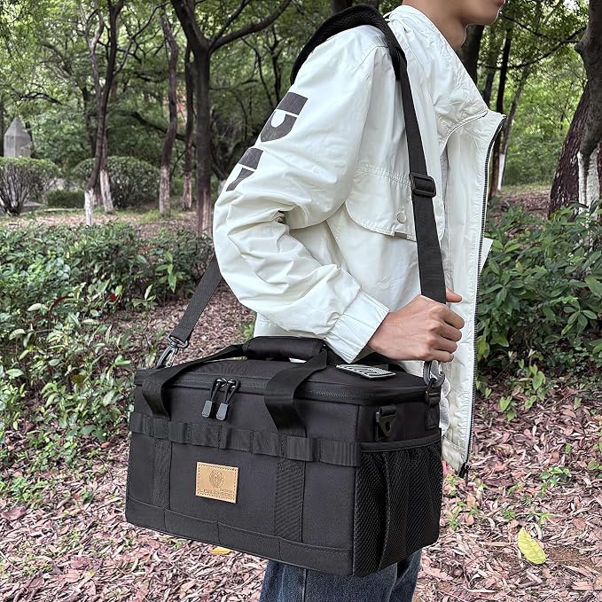 Tactical Camping Storage Bag 18L Tactical Utility Tote Bag Camping Cookware Organizer Trunk Organizer (Black)