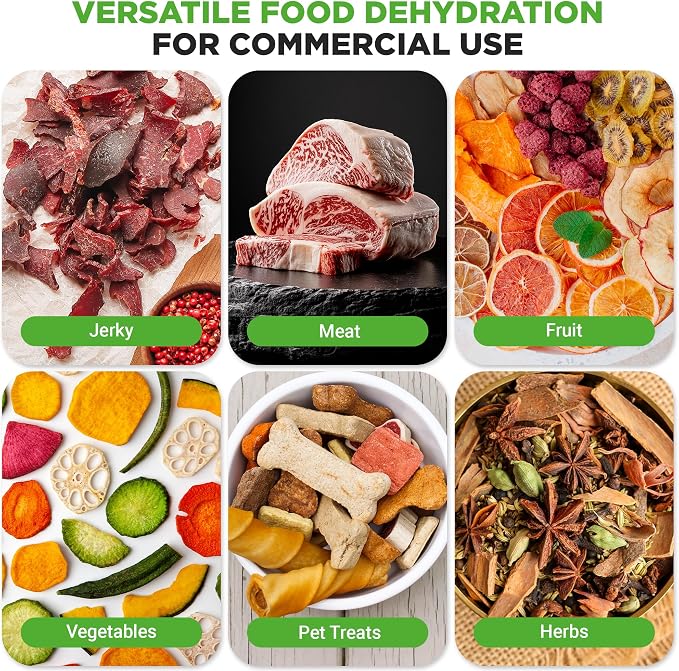 NutriChef 32 Layer & 2 Chamber Commercial Food Dehydrator Machine - Stainless Steel Trays, Digital Timer and Temperature Control, Ideal for Jerky Meat, Fruit, Pet Treats, Vegetables, and Herbs