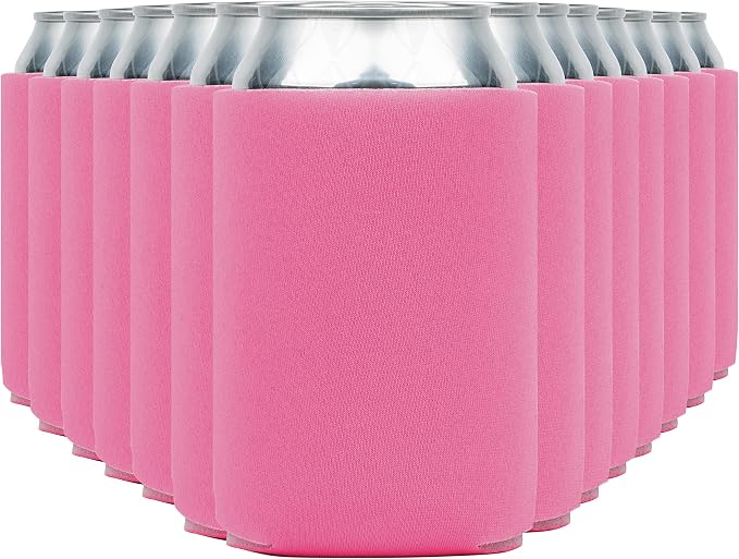 Blank Beer Can Cooler Sleeves (110-Pack) Soft Insulated Beer Can Coolies - HTV Friendly Blank Koolies in Bulk for Beer Cans & Bottles - Coolie Blanks for Vinyl Projects & Wedding Favors (Pink)