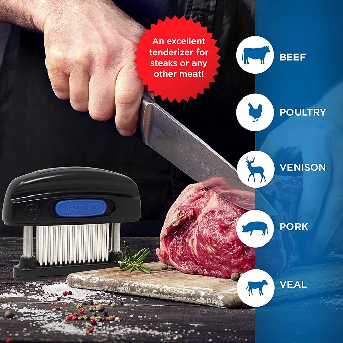 Jaccard 45-Blade Meat Tenderizer, Simply Better Meat Tenderizer, Stainless Steel Columns/ Removable Cartridge, NSF Approved, Black