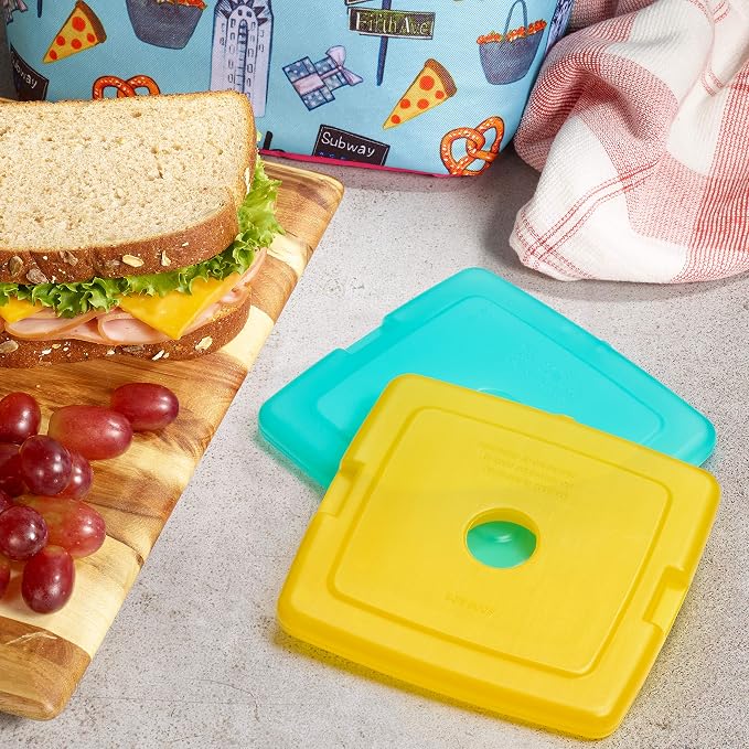 Cool Coolers by Fit + Fresh, 4 Pack Slim Ice Packs, Space Saving Reusable Ice Packs for Lunch Boxes or Coolers
