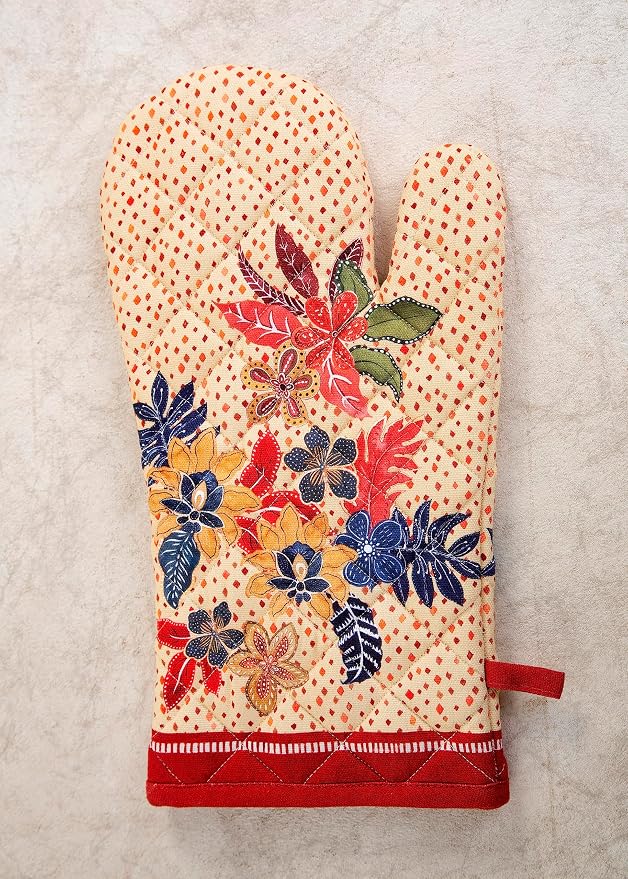 Maison d'Hermine Oven Gloves 100% Cotton Oven Mitt (7" x 13", Pack of 1) | With Loop Heat Resistant BBQ Cooking Gloves Baking Kitchen Handling Hot Pans Thanksgiving Christmas - Kalahari