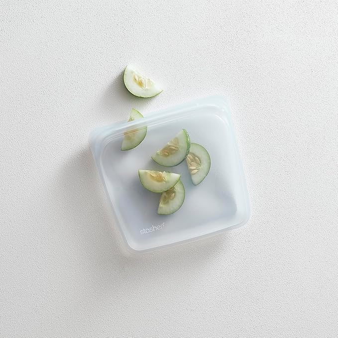 Stasher Silicone Reusable Storage Bag, Sandwich Bags, Reusable Freezer Bag, Microwave, Dishwasher, Oven Safe, Sous Vide, Premium Lunch Container, Eco Friendly, Food Storage Bags, 28 oz, Clear | Food-Safe Silicone, Freezer, Sous Vide, Microwave, Dishwas...