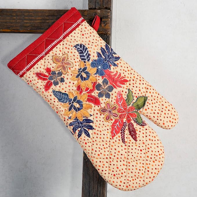 Maison d'Hermine Oven Gloves 100% Cotton Oven Mitt (7" x 13", Pack of 1) | With Loop Heat Resistant BBQ Cooking Gloves Baking Kitchen Handling Hot Pans Thanksgiving Christmas - Kalahari