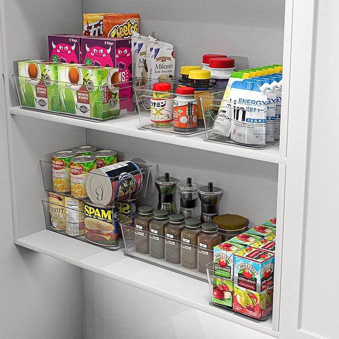Simple Houseware Clear Fridge Organizer Bin Storage (12"x6"x3.4") | for Cabinet / Pantry / Refrigerator / Freezer / Kitchen