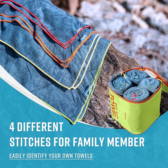 4Monster 4-Pack Quick Dry Microfiber Travel Towels – Super Absorbent, Ultra-Soft Camping Towel Set with Water-Resistant Bag, Lightweight & Compact for RV, Gym, Beach, Pool, Swimming, and Family Trips
