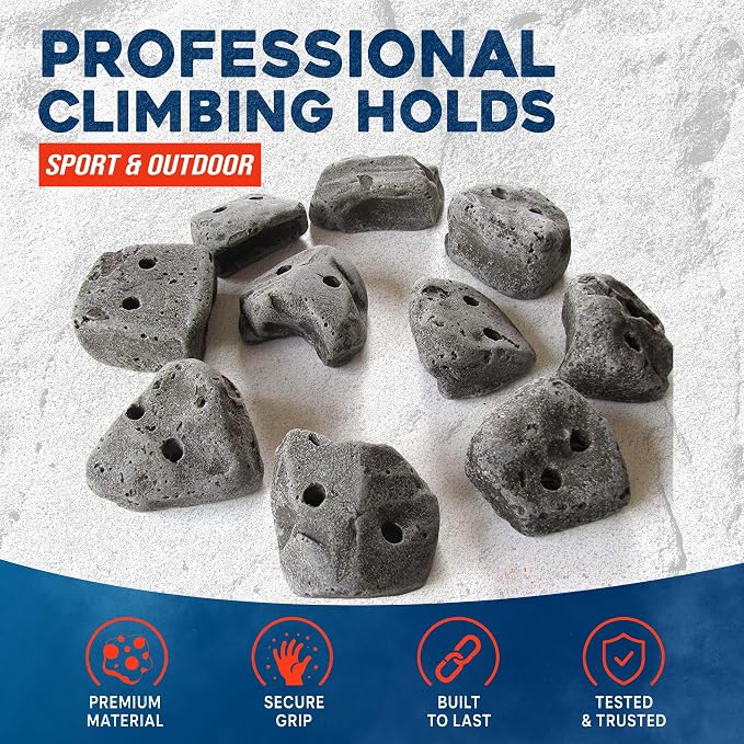 25 Large Screw On Rock Climbing Holds for Rock Wall Grips Made in USA | Rock Climbing Holds for Indoor Outdoor Play Set, Garage Gym, Bouldering, Trees - Rocky Mountain Climbing Gear