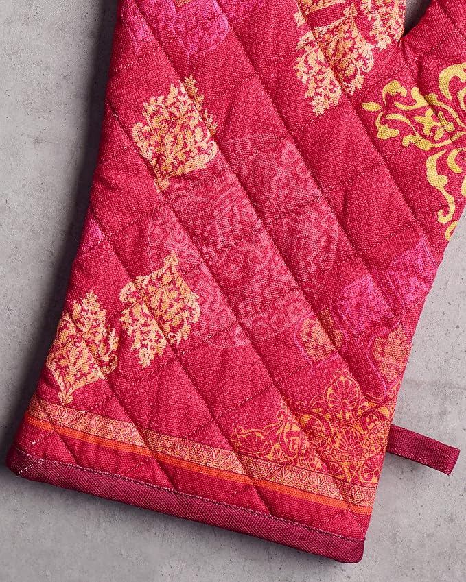 Maison d'Hermine Oven Gloves 100% Cotton Oven Mitt (7" x 13", Pack of 1) | With Loop Heat Resistant BBQ Cooking Gloves Baking Kitchen Handling Hot Pans Thanksgiving Christmas - Versailles
