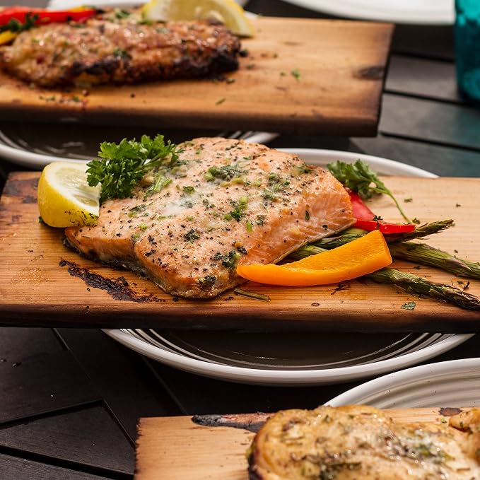 Camerons Alder Grilling Planks - 4 Pack (5.5"x11.5") - Premium Natural Alder Wood - Easily Infuse Smoky Flavor into BBQ Salmon, Fish, Pork, Veggies, and More - Sourced in the USA - Grilling Gift Idea
