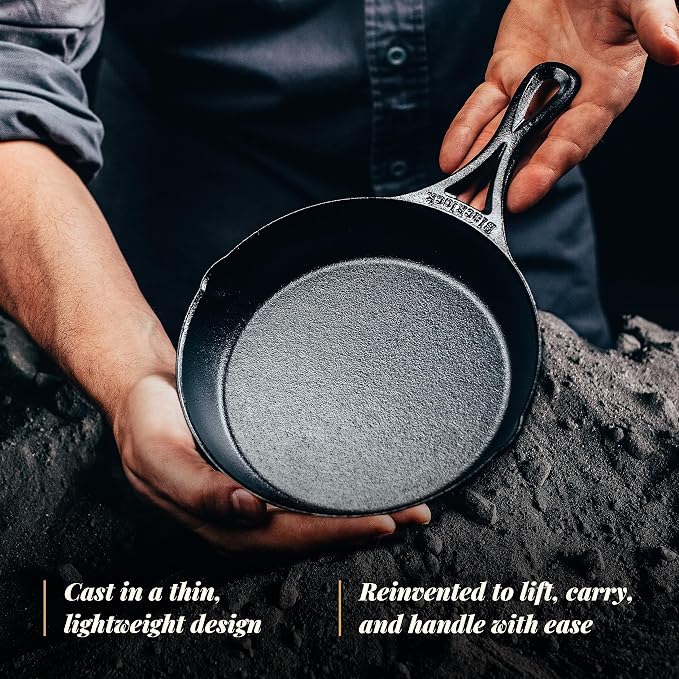 Lodge Blacklock 7" Triple Seasoned Cast Iron Skillet - Lightweight - Easy Cleanup - Premium Cookware