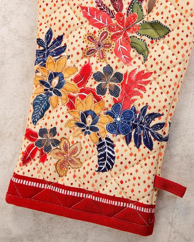 Maison d'Hermine Oven Gloves 100% Cotton Oven Mitt (7" x 13", Pack of 1) | With Loop Heat Resistant BBQ Cooking Gloves Baking Kitchen Handling Hot Pans Thanksgiving Christmas - Kalahari