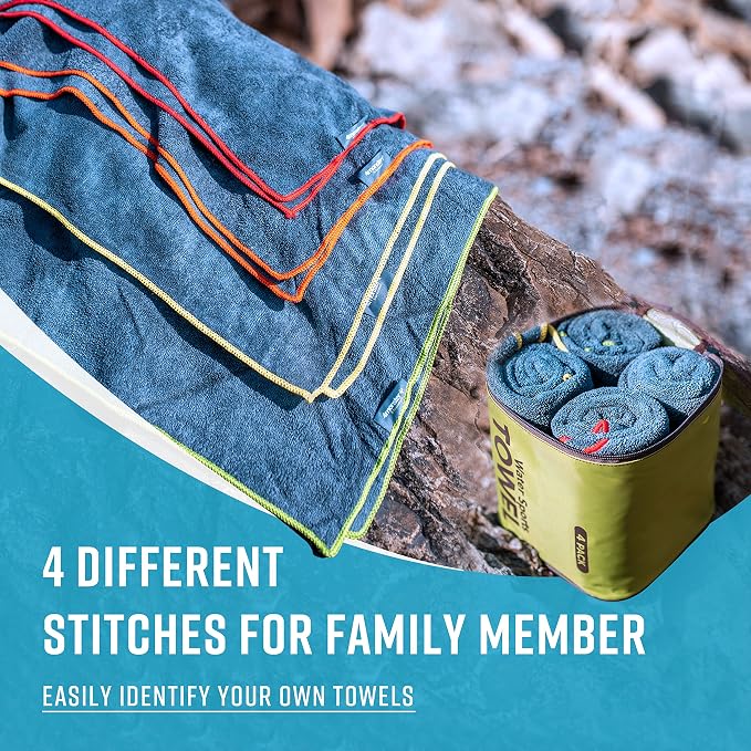4Monster 4-Pack Quick Dry Microfiber Travel Towels – Super Absorbent, Ultra-Soft Camping Towel Set with Water-Resistant Bag, Lightweight & Compact for RV, Gym, Beach, Pool, Swimming, and Family Trips