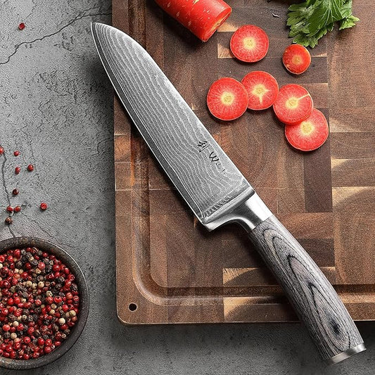 Wakoli EDIS Damascus 5-Piece Knife Set – Japanese Style Kitchen Knives | Genuine Damascus Steel Blades with VG10 Core | Ergonomic Micarta Handles | Professional Chef Knife Set in Gift Box