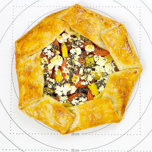 17.75 Inch Round Silicone Pastry Mat | Non Stick BPA-Free | Metric & Imperial Guides | Oven Microwave Freezer Dishwasher Safe - 450 °F to -40 °F